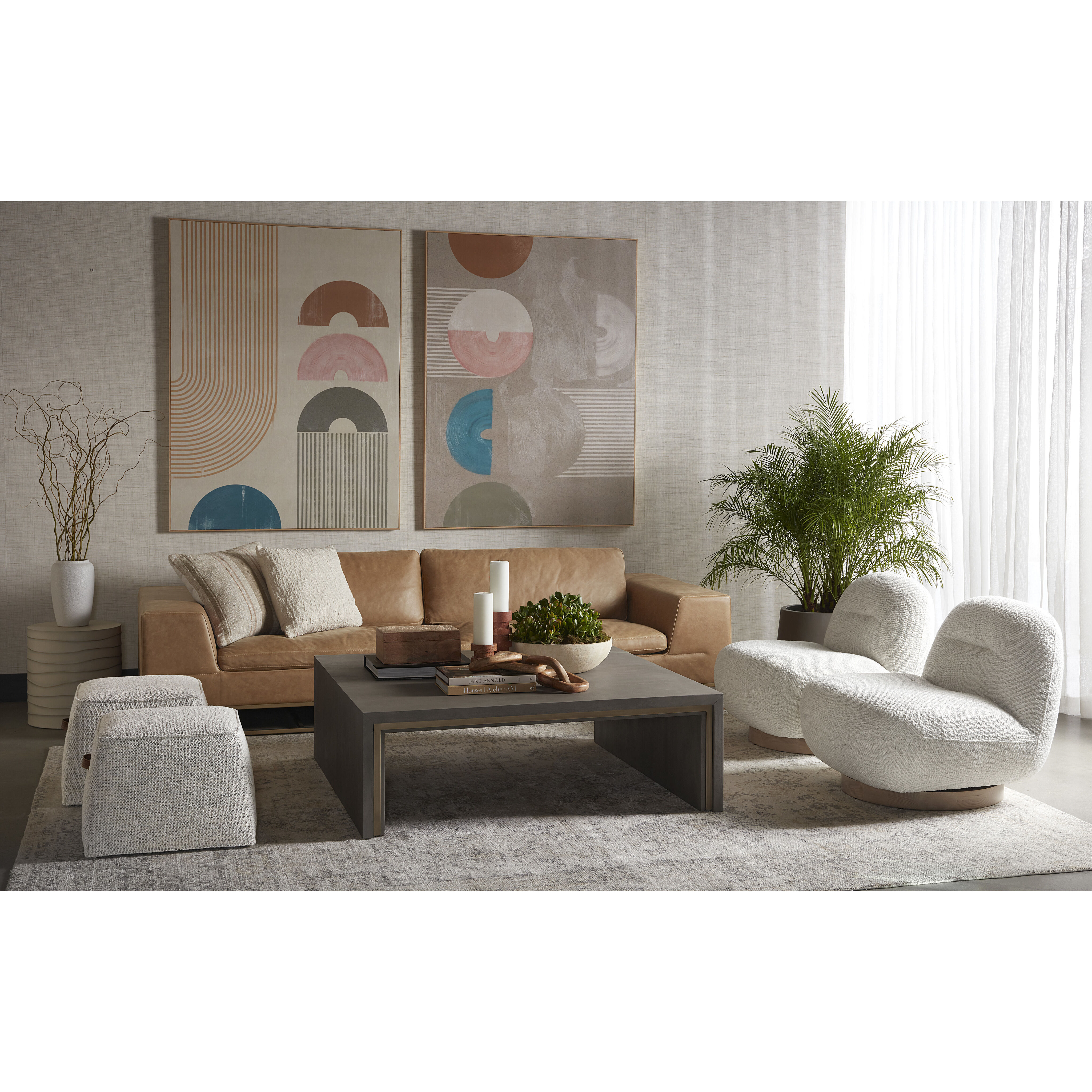 Ira Camel Leather Sofa